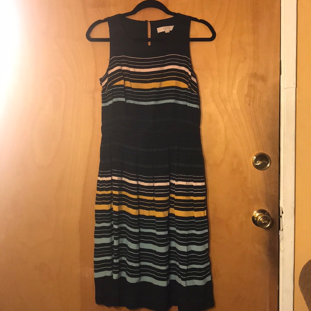 Ann Taylor Loft Petites Striped Lace Midi Dress